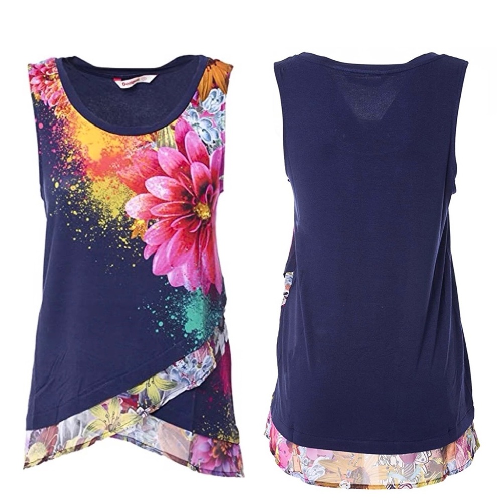 DESIGUAL Navy Floral Explosion Volantes Luka Tank